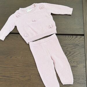 Little Planet by CARTERS Pink Knit Sweater and Pants Set 9months